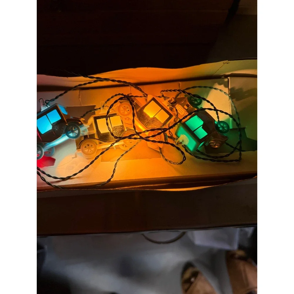 Vintage Antique Car Trolley Christmas String‎ Lights Multi Color Holiday Decor